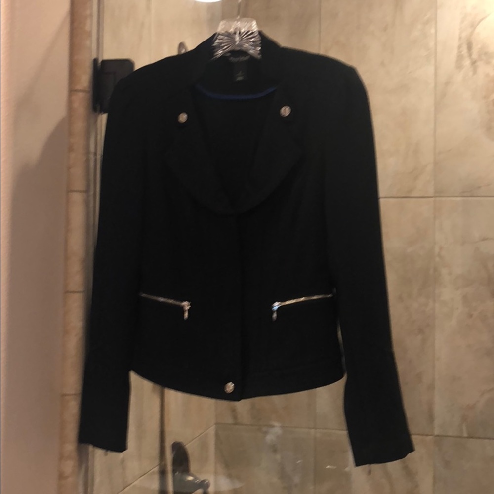 BHWM Black jacket with zippers on sleeve cuffs.